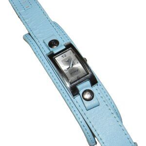 Vintage Roxy Blue Genuine Leather Band Chic Ladies Watch New Battery!